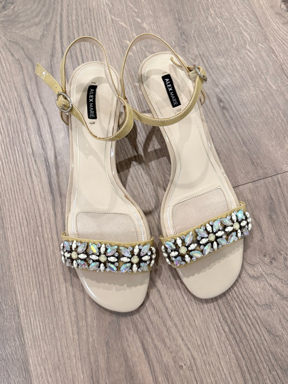 Alex Marie - size 10 Embellished Nude Kitten Heel Sandals